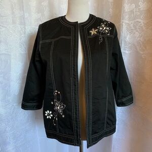ALFRED DUNNER BLACK OPEN FRONT BLAZER SZ 10